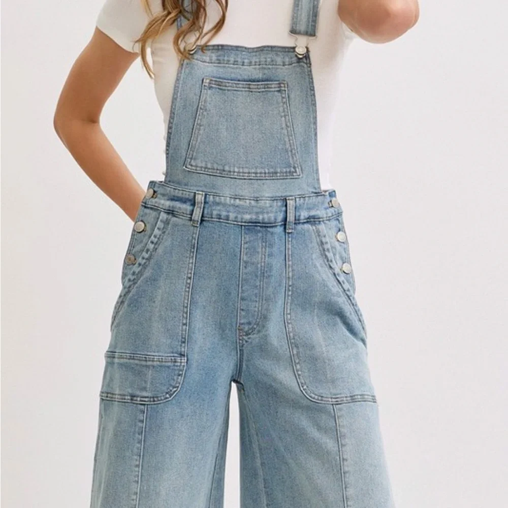 Women's Light Blue Denim Overalls - Picture 9 of 11